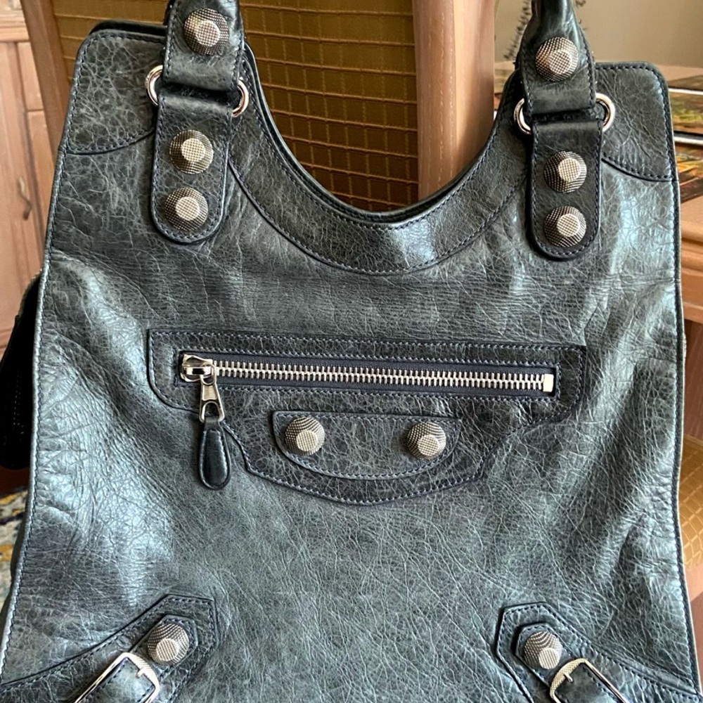 Balenciaga Black Tote with Silver Details